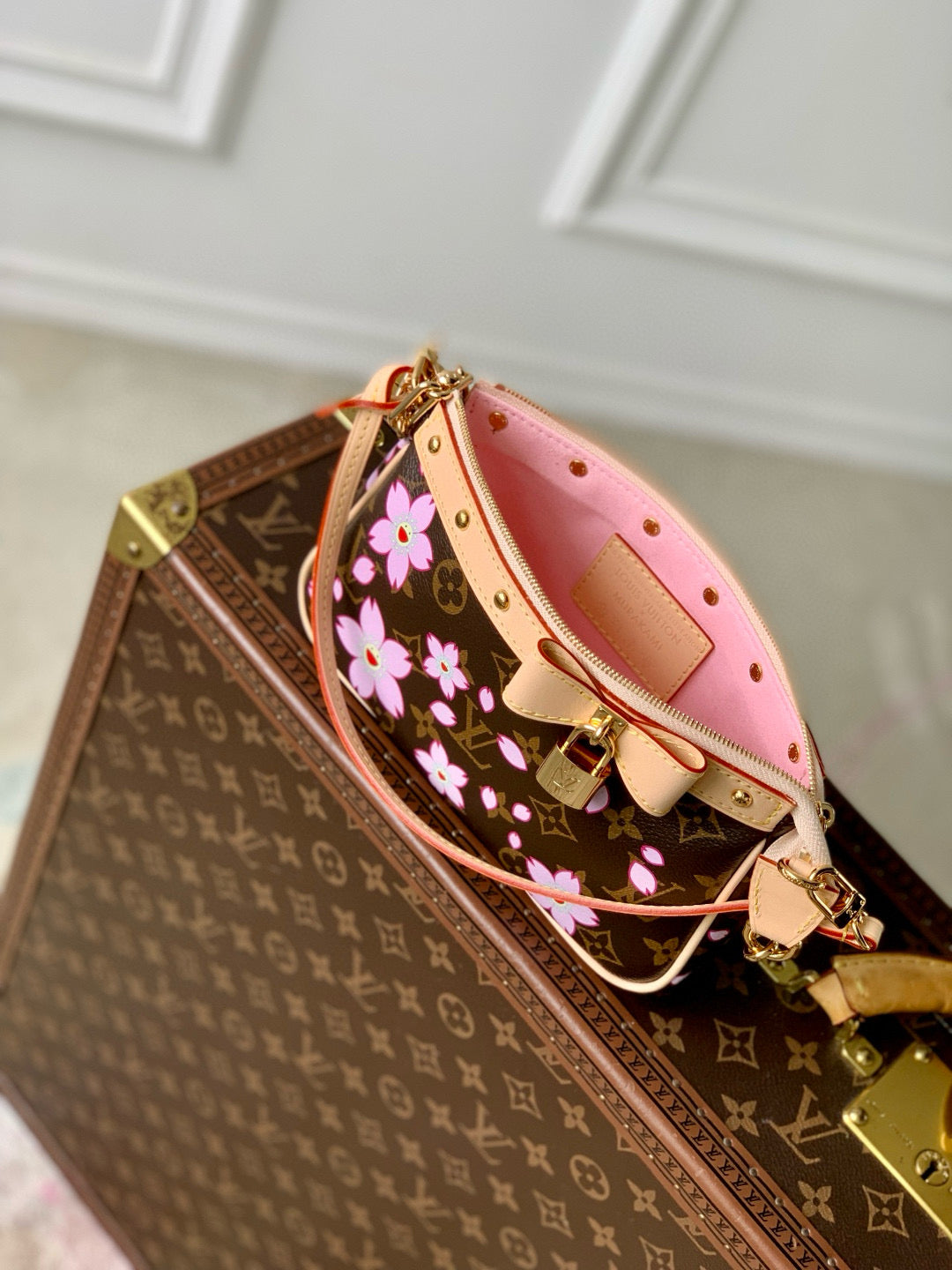 Pochette Accessoires 22 in Brown Monogram Canvas Cherry Blossom