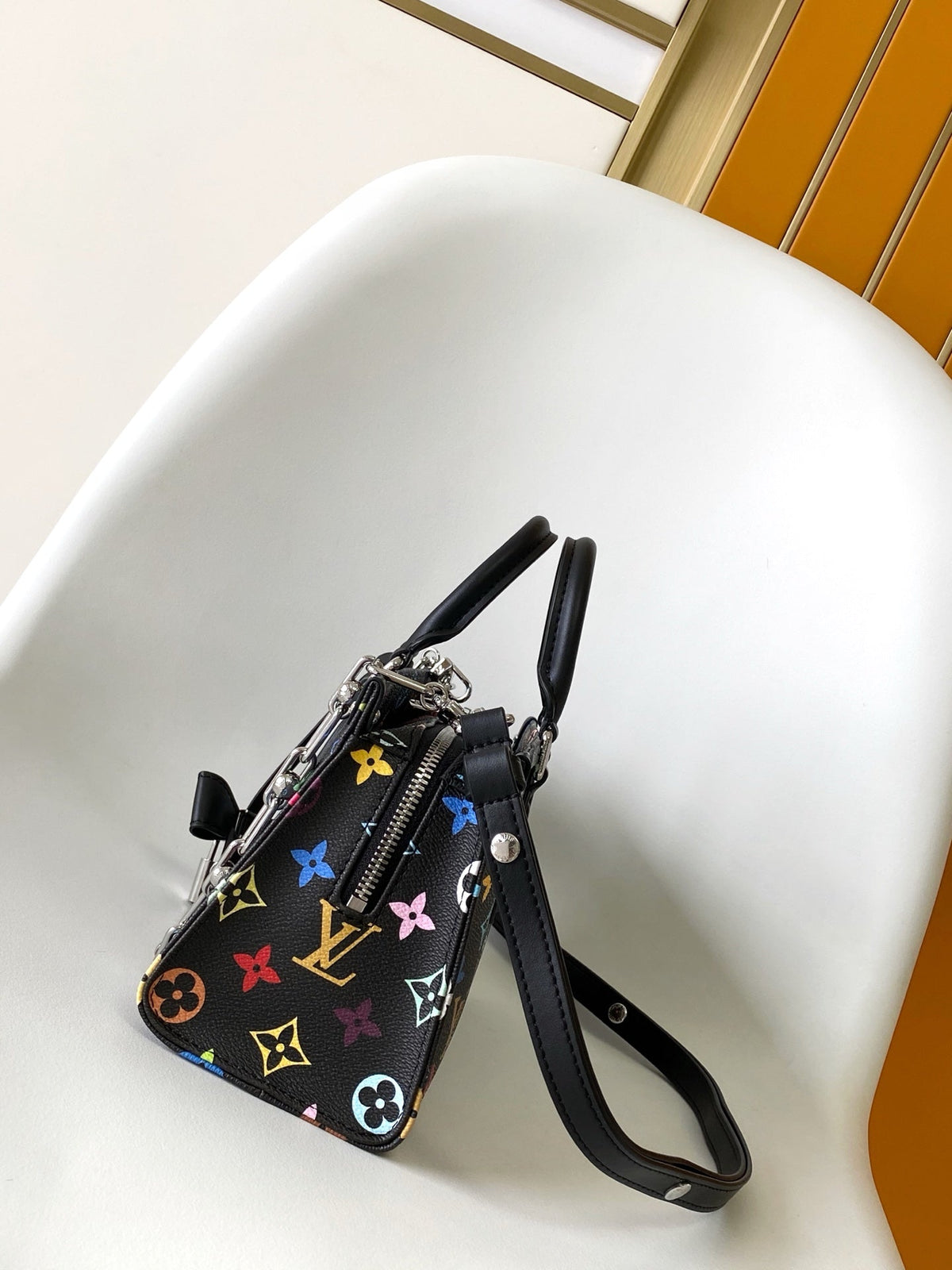 Onthego East West Bag 25 in Colorful Monogram Pattern Canvas