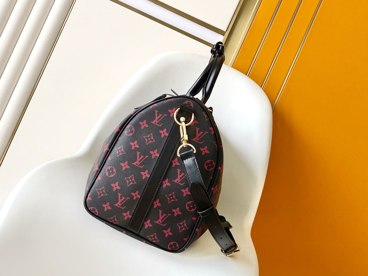 Keepall Bandoulière 45 in Black Monogram Tomette Canvas