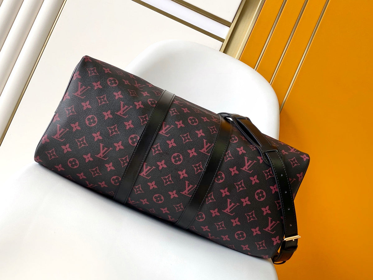 Keepall Bandoulière 45 in Black Monogram Tomette Canvas