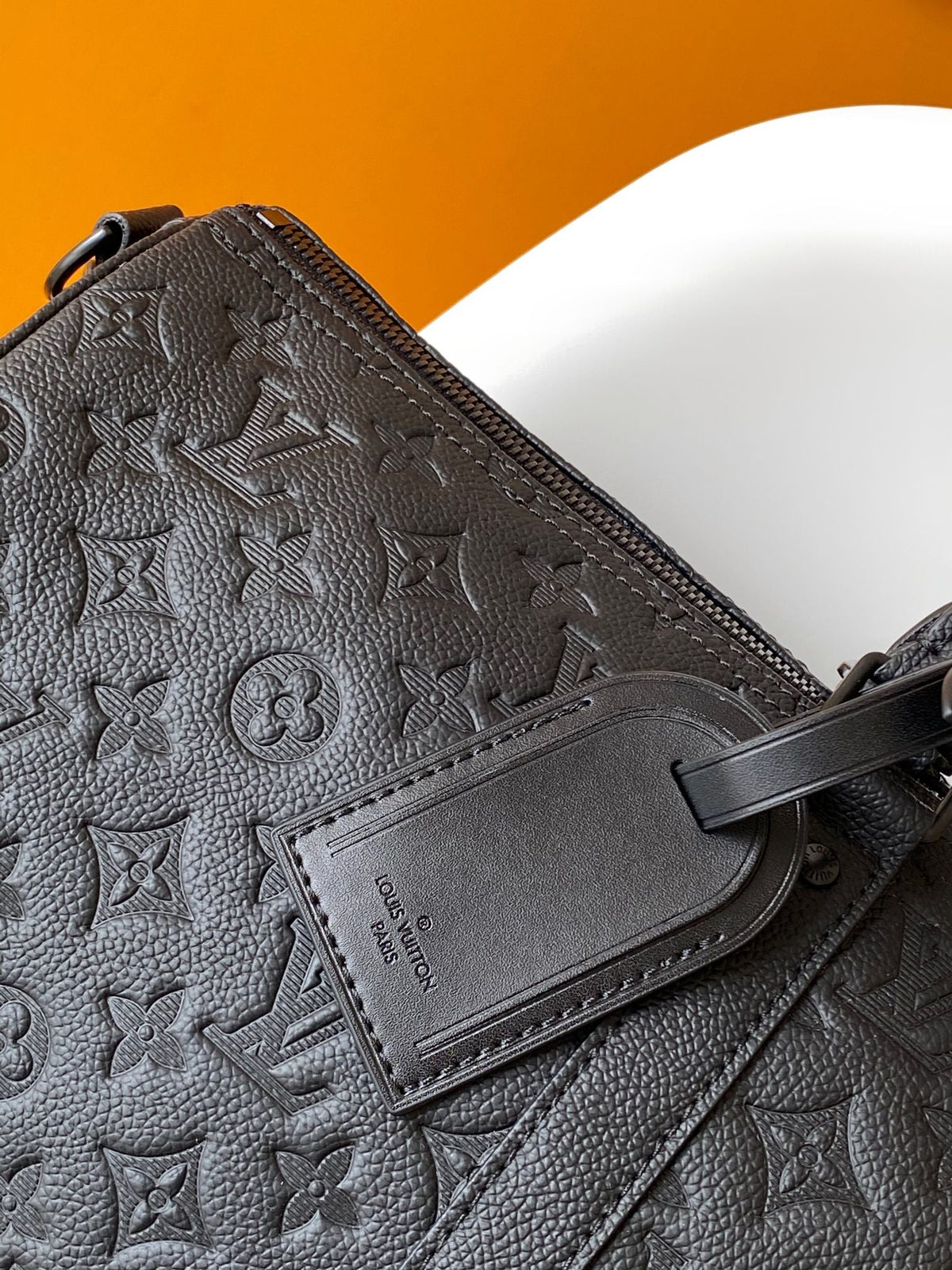 25S Keepall Bandoulière Bag 50 in Black Embossed Taurillon Calfskin Monogram