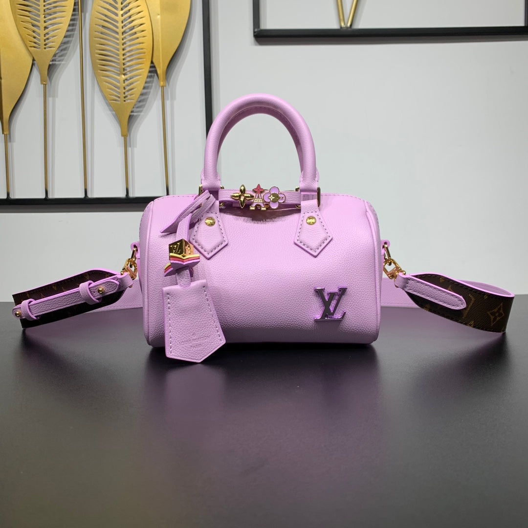 Speedy 18 in Lavender Calfskin Gold Hardware