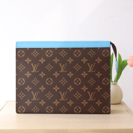 25S Pochette Voyage 26 in Gaston Blue Monogram Macassar Coated Canvas
