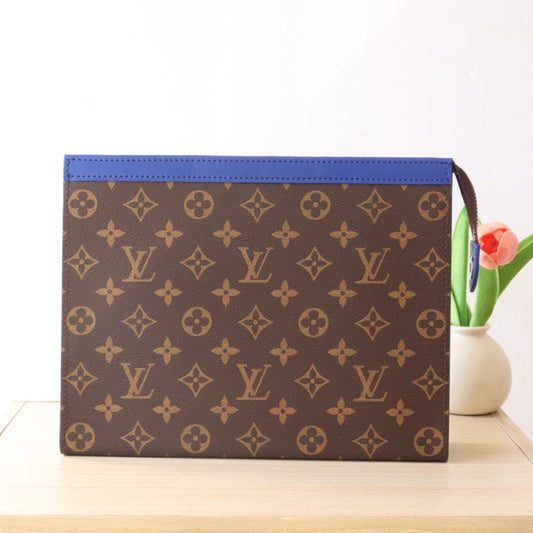 25S Pochette Voyage 26 in Indigo Blue Monogram Macassar Coated Canvas