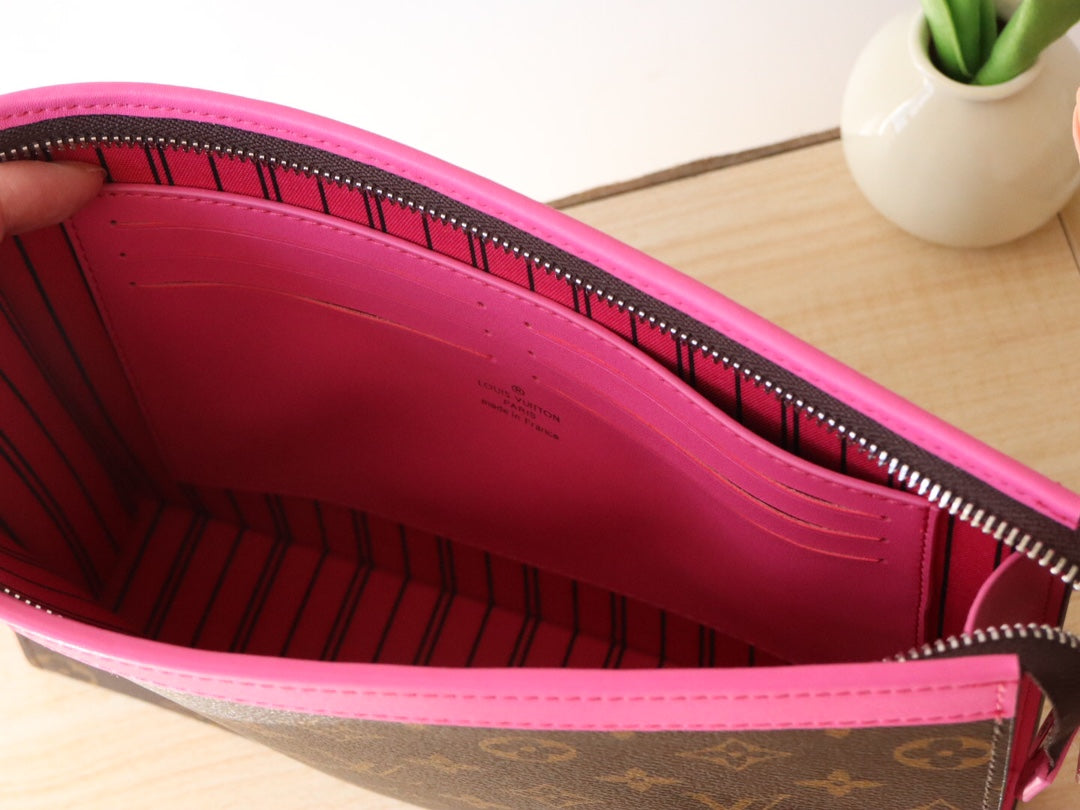 LV 25S Pochette Voyage 26 in Pondichery Pink Monogram Macassar Coated Canvas
