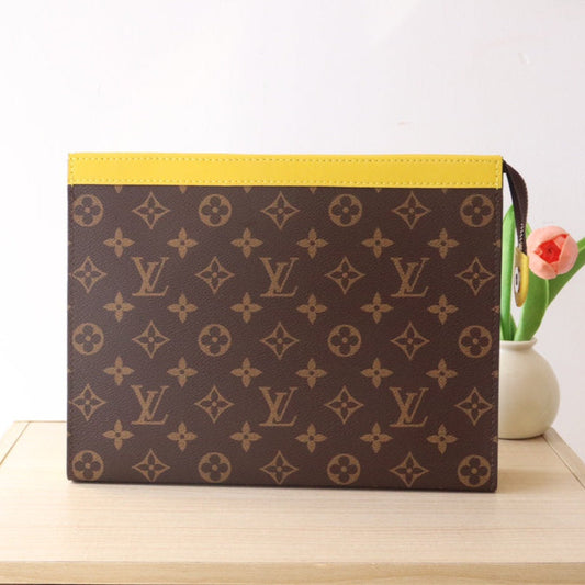 25S Pochette Voyage 26 in Yellow Monogram Macassar Coated Canvas