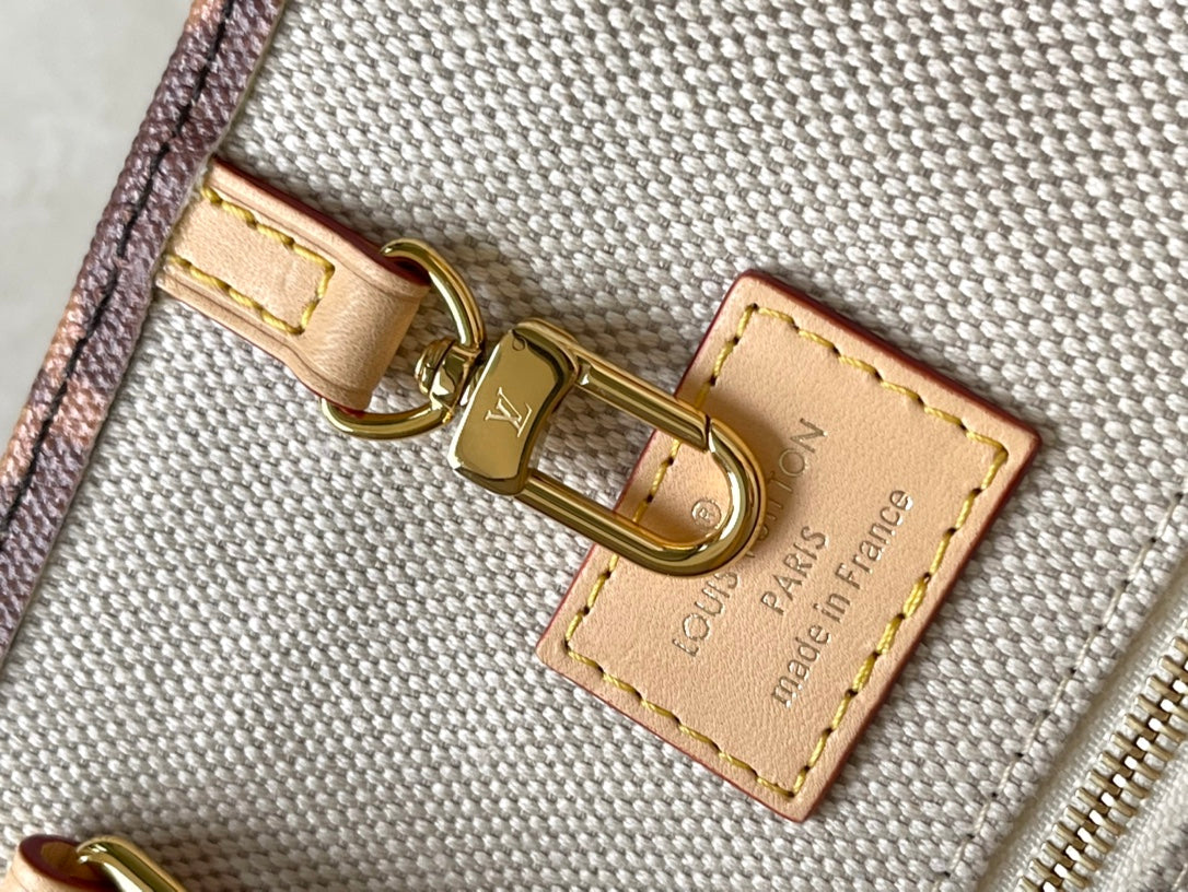 Onthego Voyage 35 in Brown Monogram Canvas with Vintage Hotel Labels