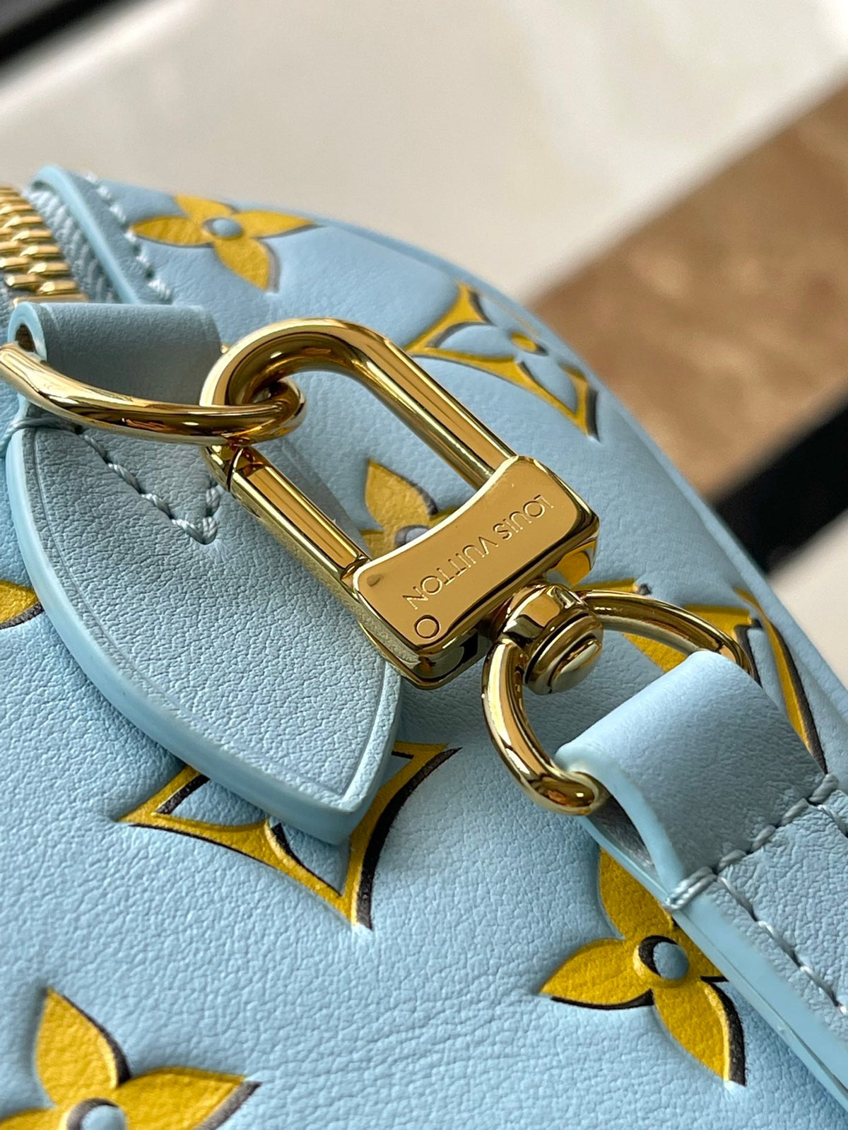 Speedy Bandoulière 20 in Sky Yellow Monogram Calfskin Gold Buckle