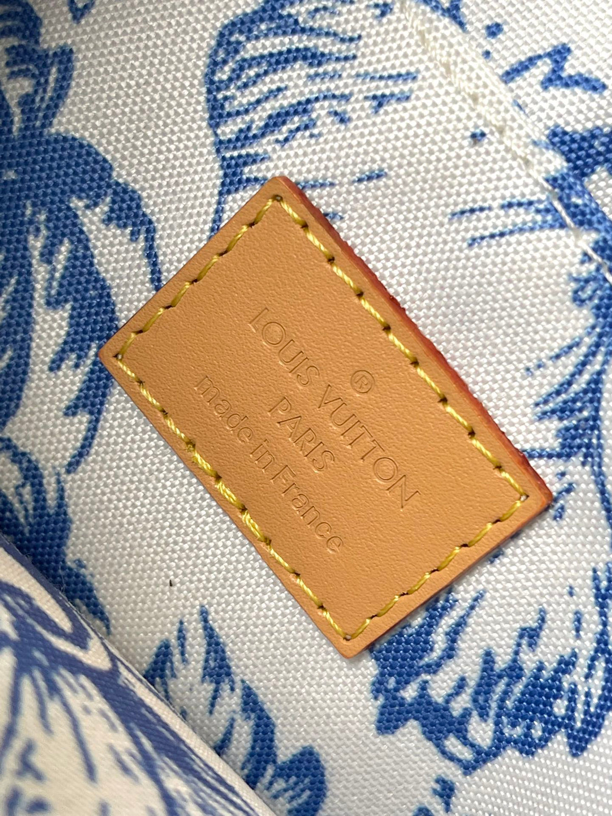 Multi Pochette Accessoires 24 in Lagoon Blue Monogram Tiles Canvas Gold Hardware