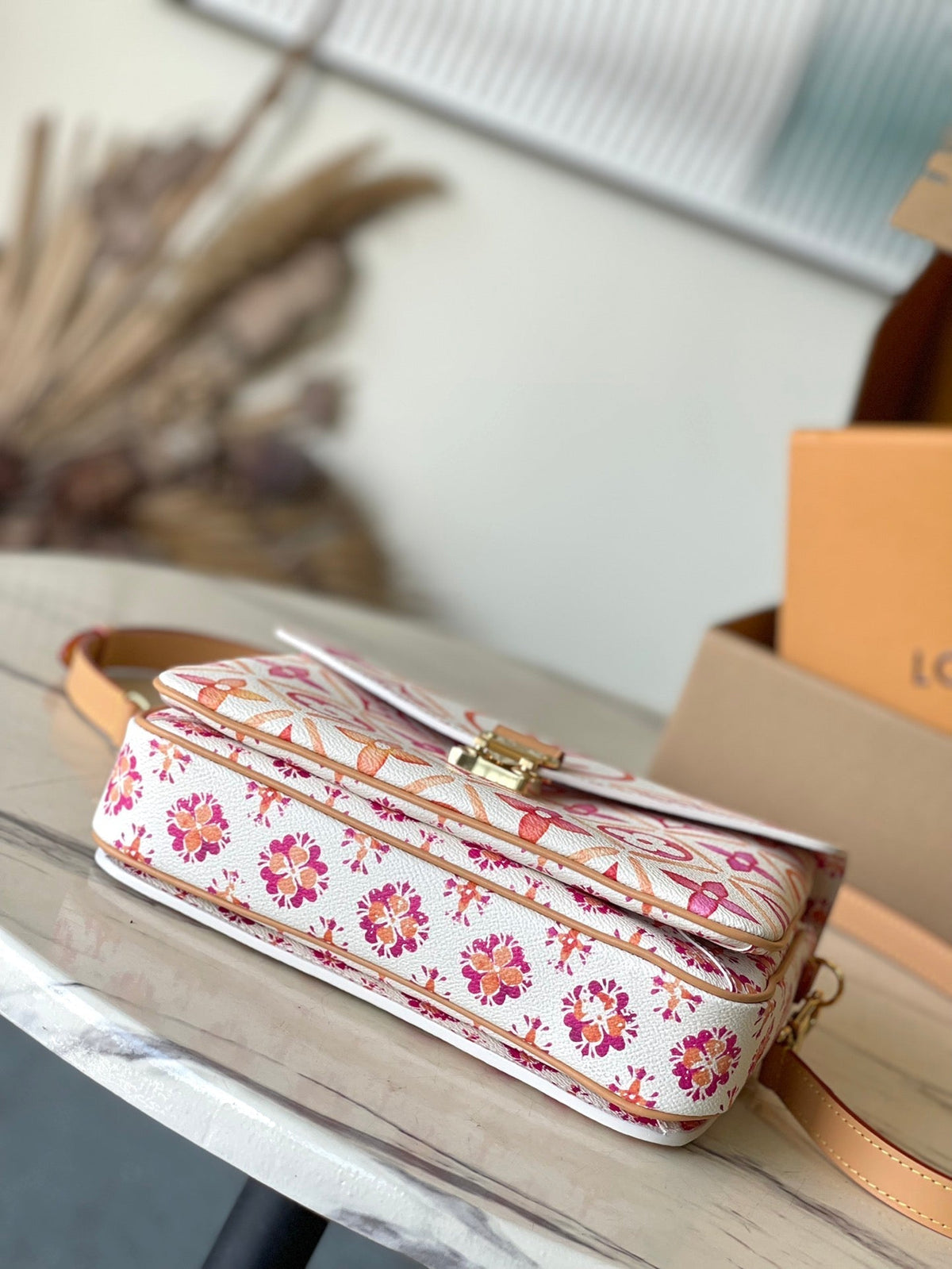 Pochette Métis 25 in Coral Monogram Tiles Canvas Gold Hardware