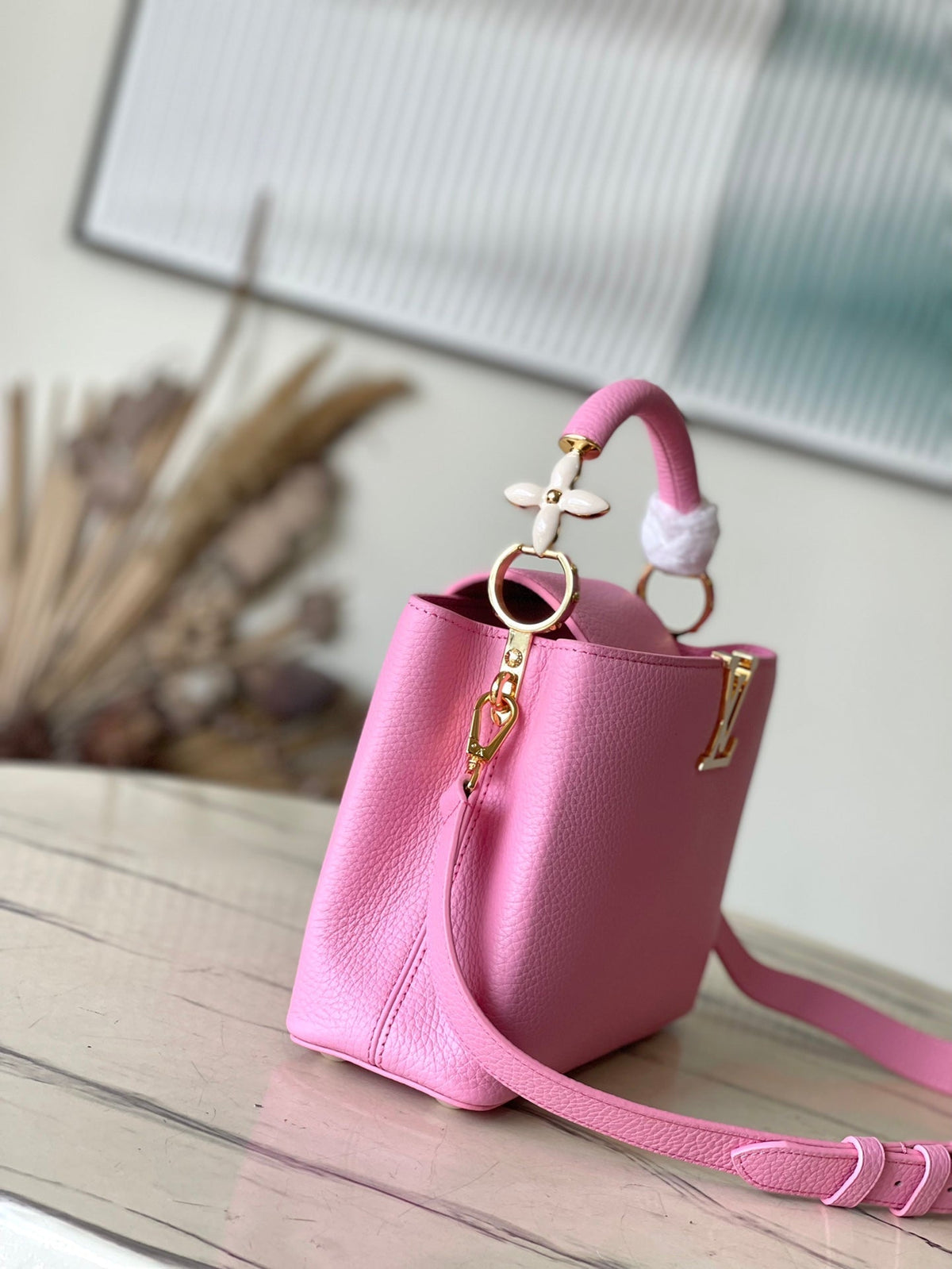 Capucines BB 26 in Marshmallow Pink Taurillon Gold Hardware