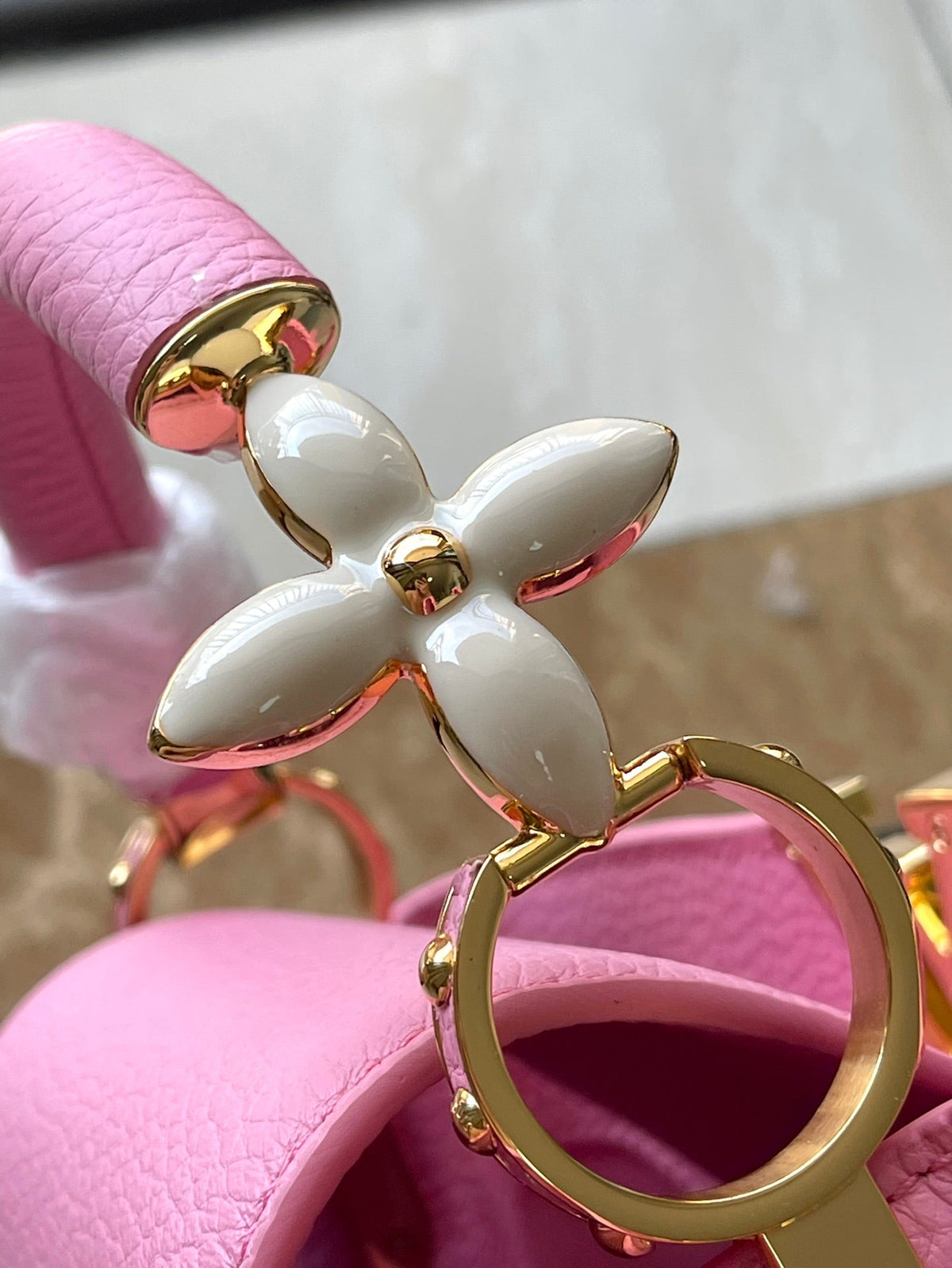 Capucines BB 26 in Marshmallow Pink Taurillon Gold Hardware