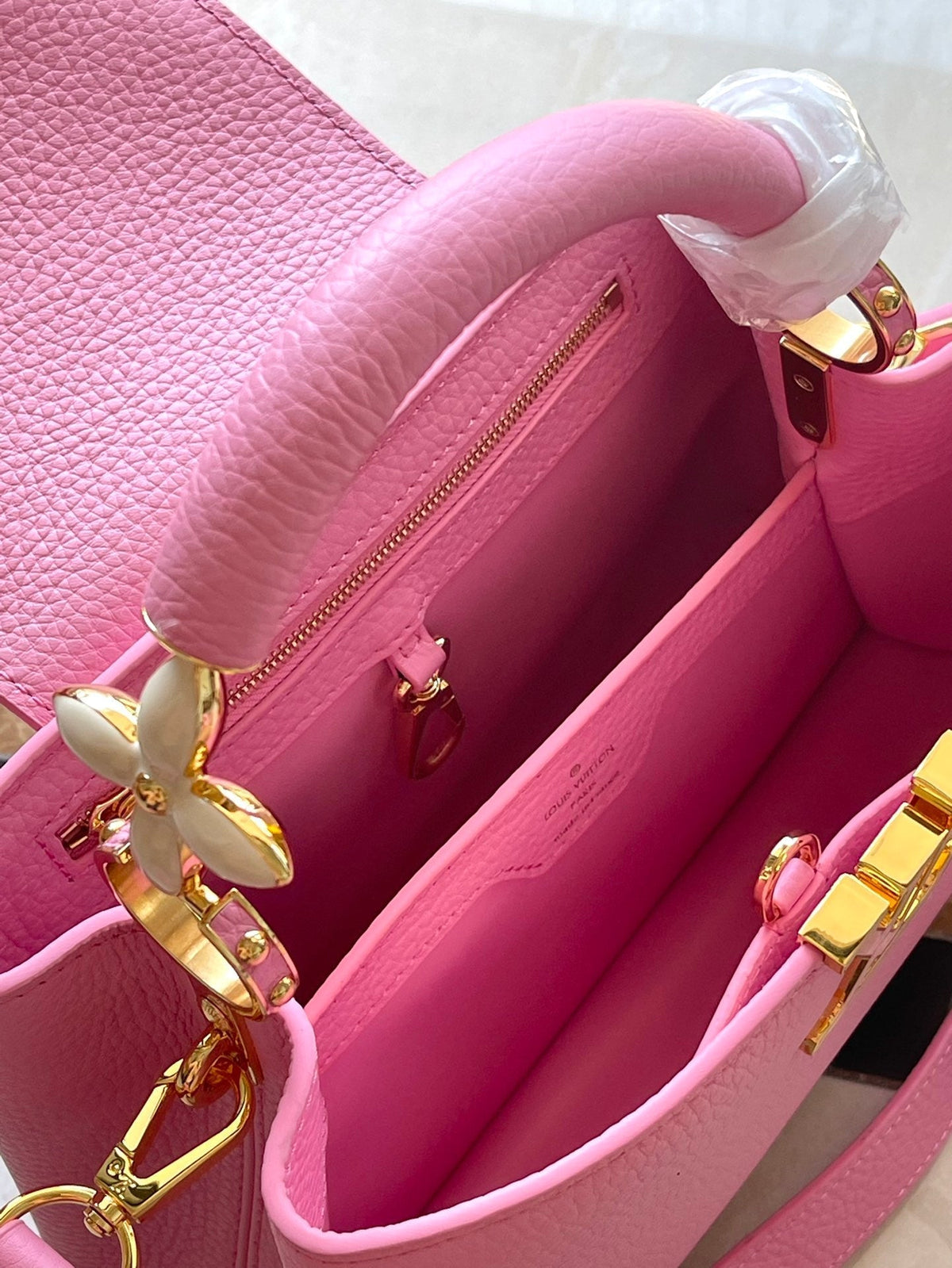 Capucines BB 26 in Marshmallow Pink Taurillon Gold Hardware
