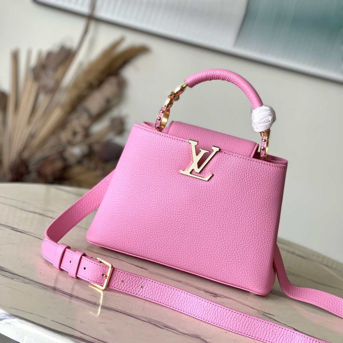 Capucines BB 26 in Marshmallow Pink Taurillon Gold Hardware