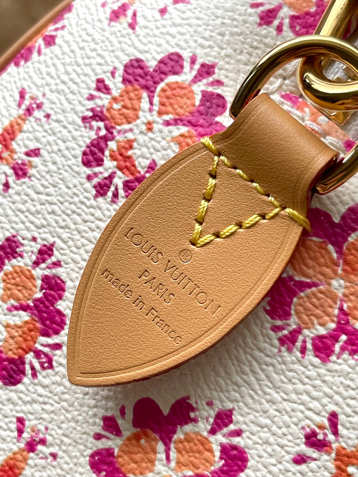 Speedy Bandoulière 20 in Coral Monogram Tiles Canvas Gold Buckle