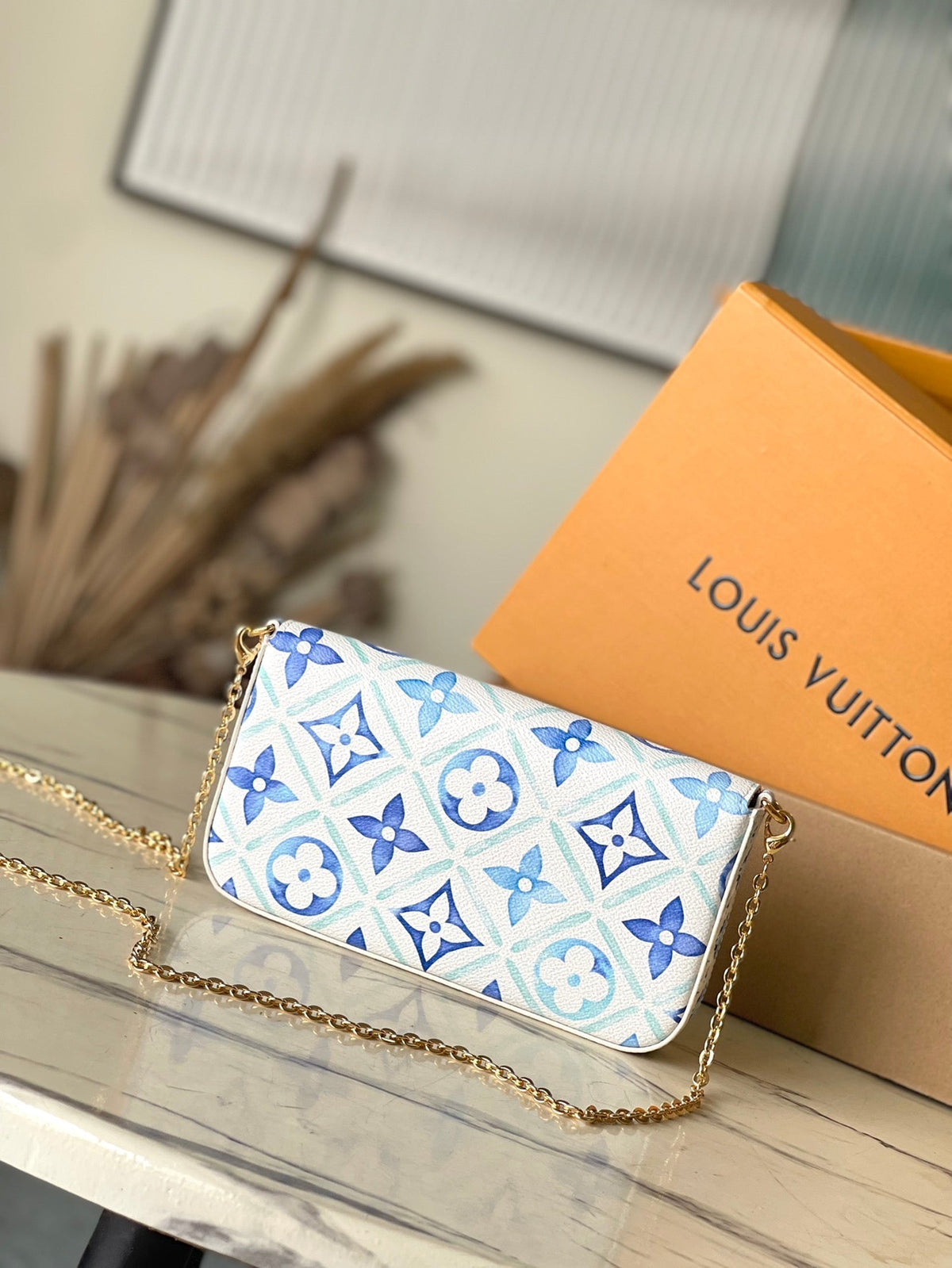 Félicie Pochette 21 in Lagoon Blue Monogram Tiles Canvas