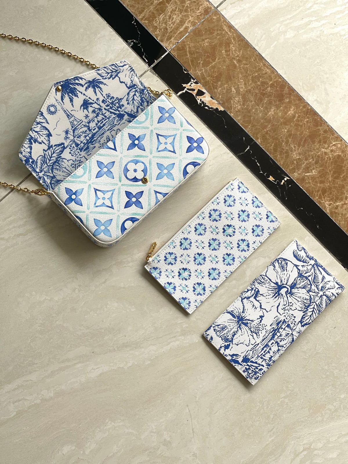 Félicie Pochette 21 in Lagoon Blue Monogram Tiles Canvas