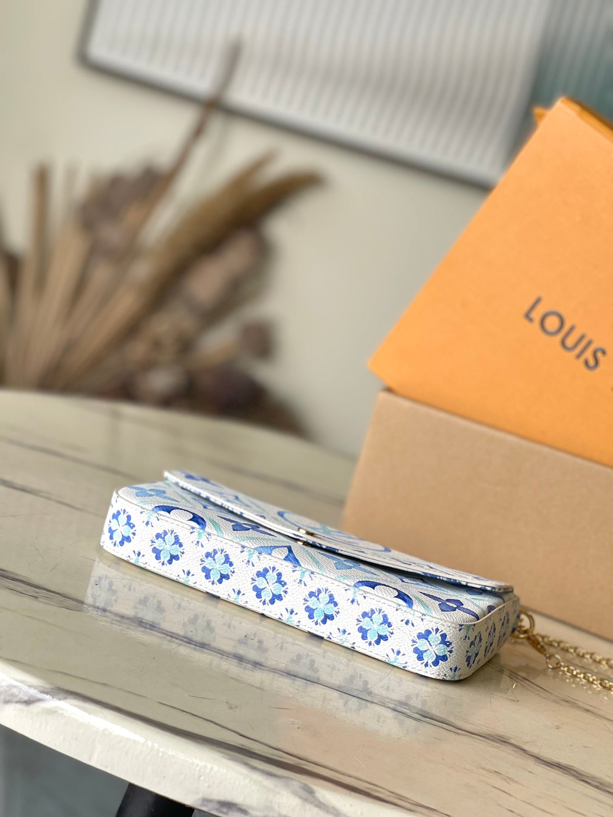 Félicie Pochette 21 in Lagoon Blue Monogram Tiles Canvas
