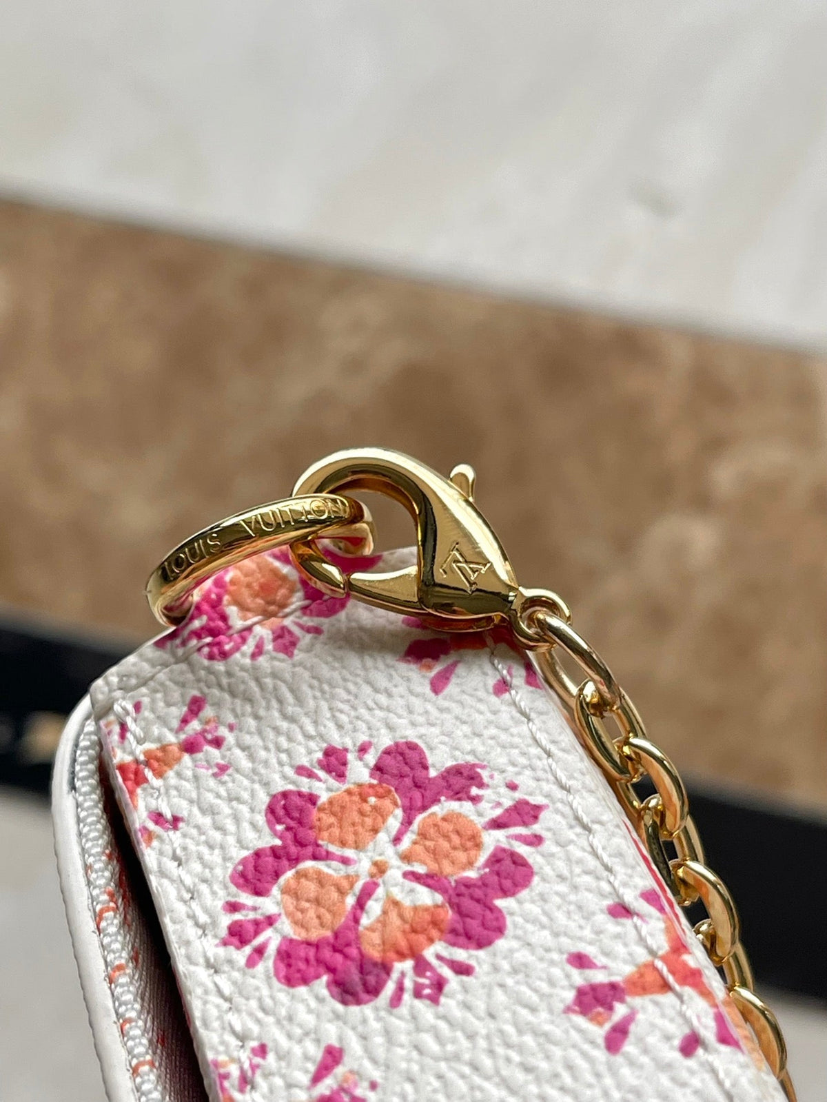 Félicie Pochette 21 in Coral Monogram Tiles Canvas