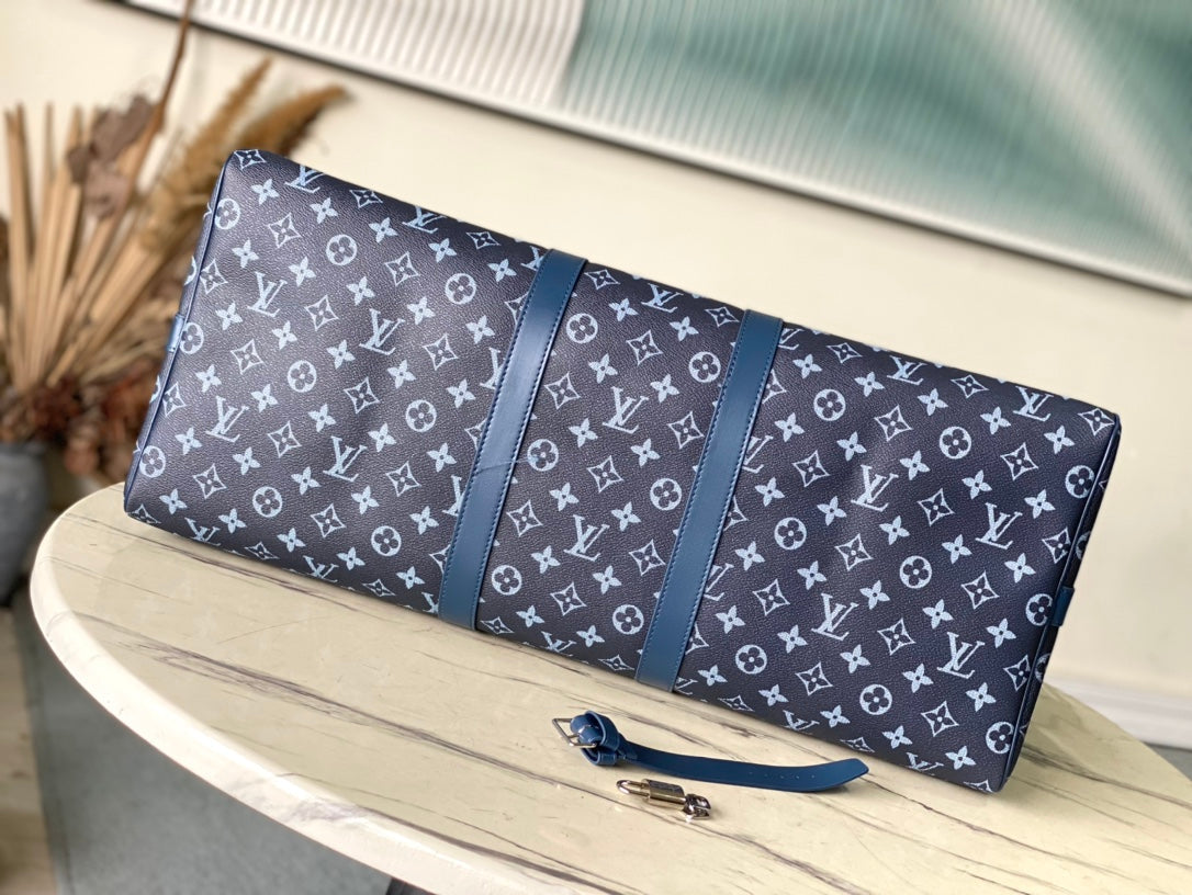 Keepall Bandoulière 55 in Navy Green Monogram Gradient Canvas