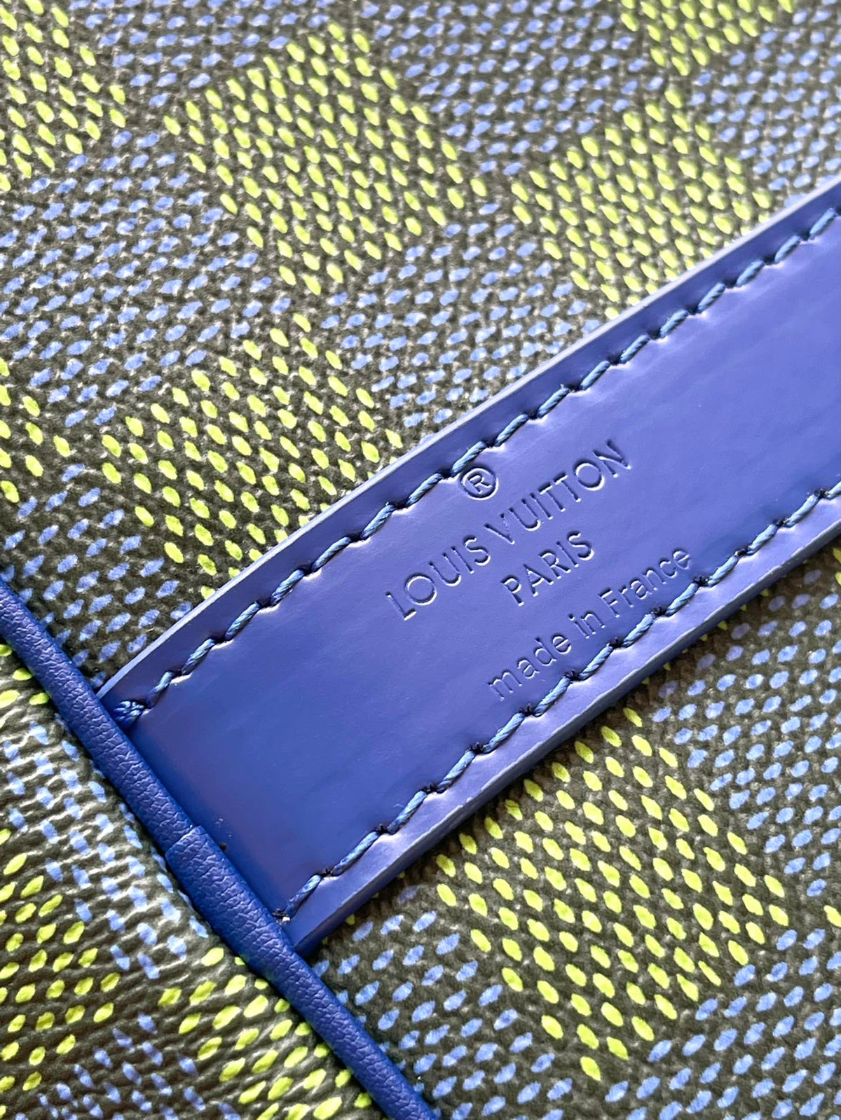Keepall Bandoulière 45 in Blue Green Damier Heritage Coated Canvas
