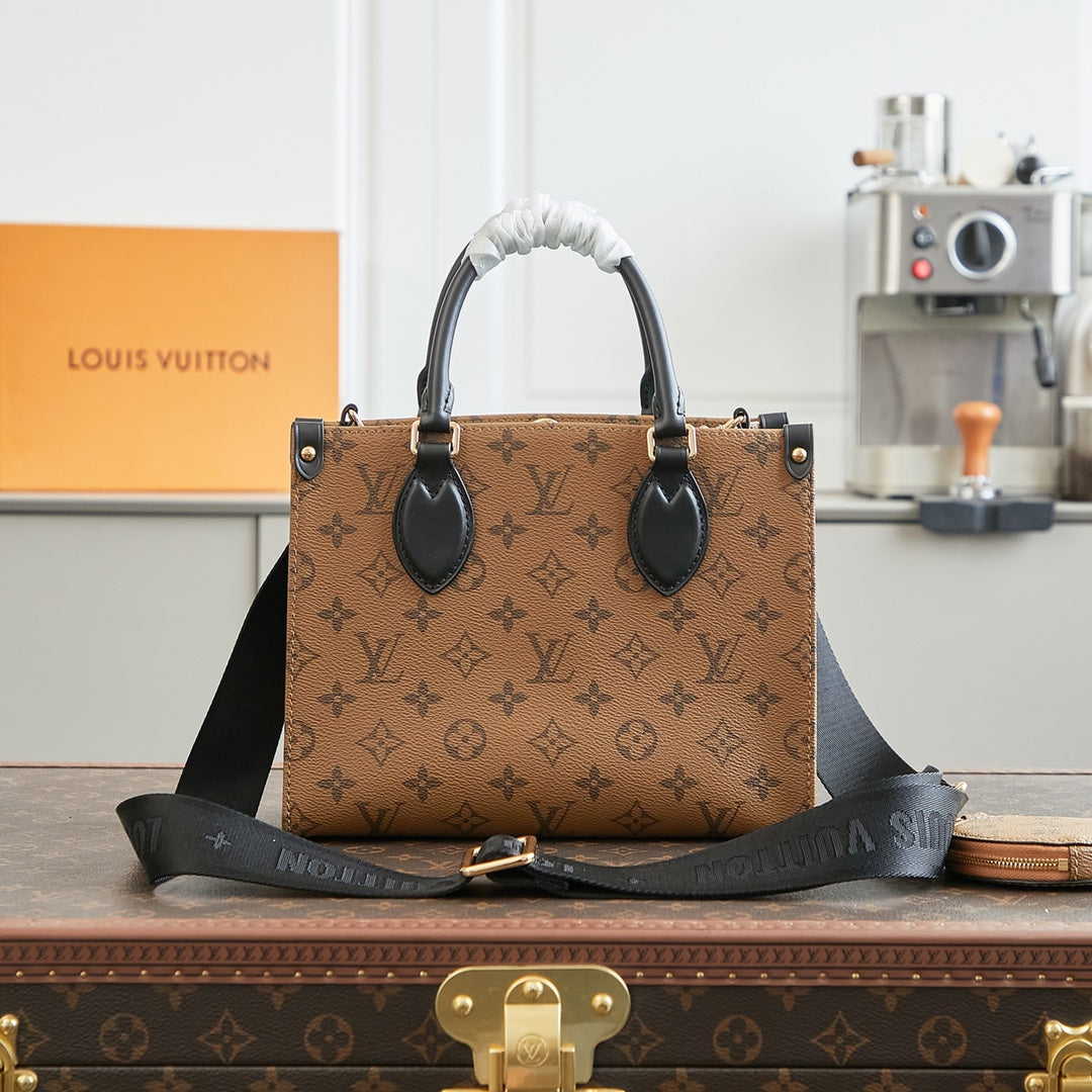Onthego PM 25 in Brown Monogram Canvas with Duck Shape