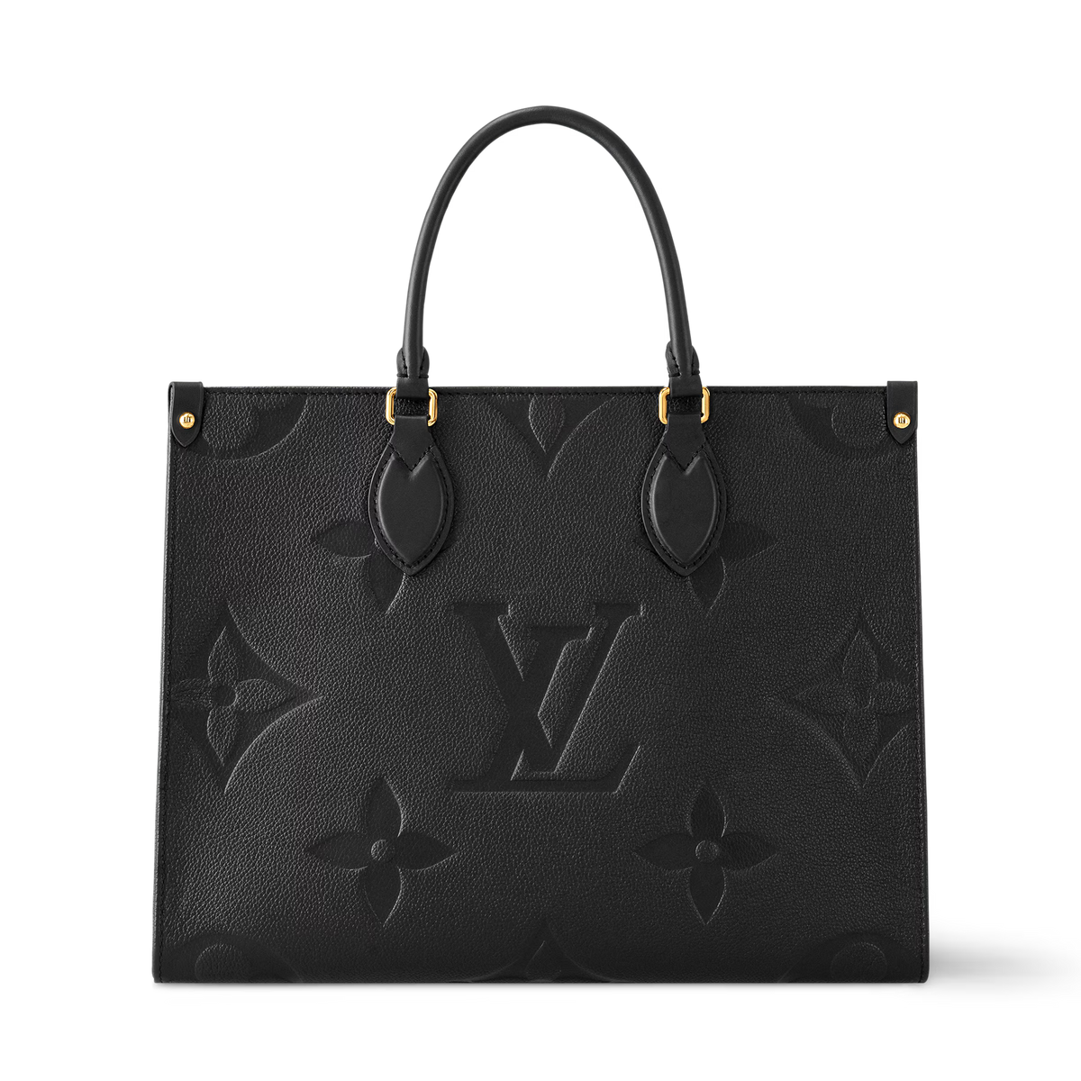 Textured Leather Tote Bag – Black