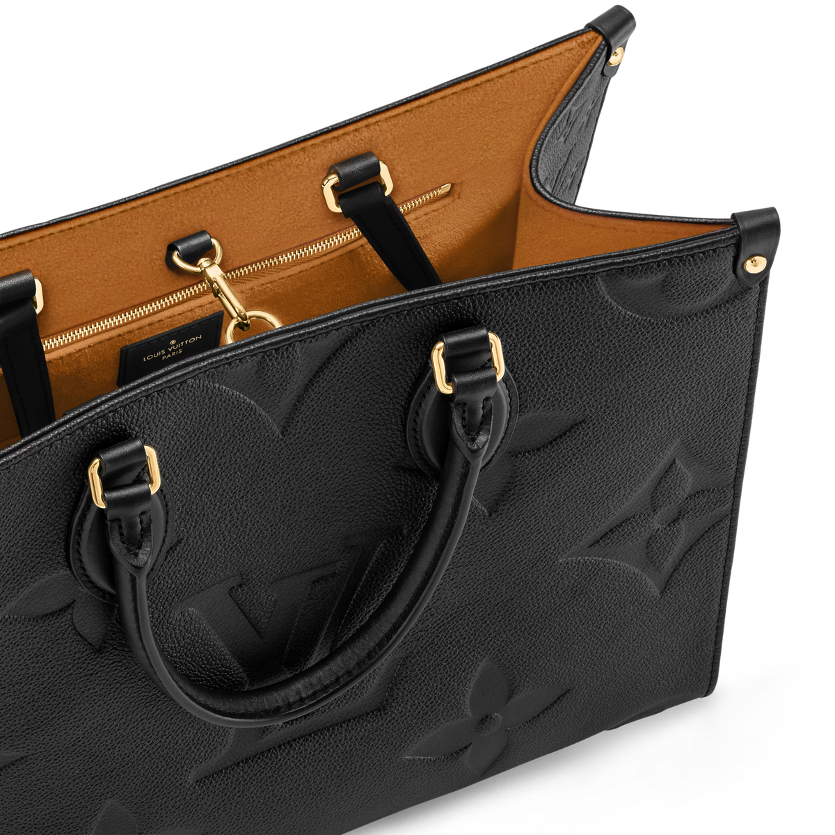 Textured Leather Tote Bag – Black
