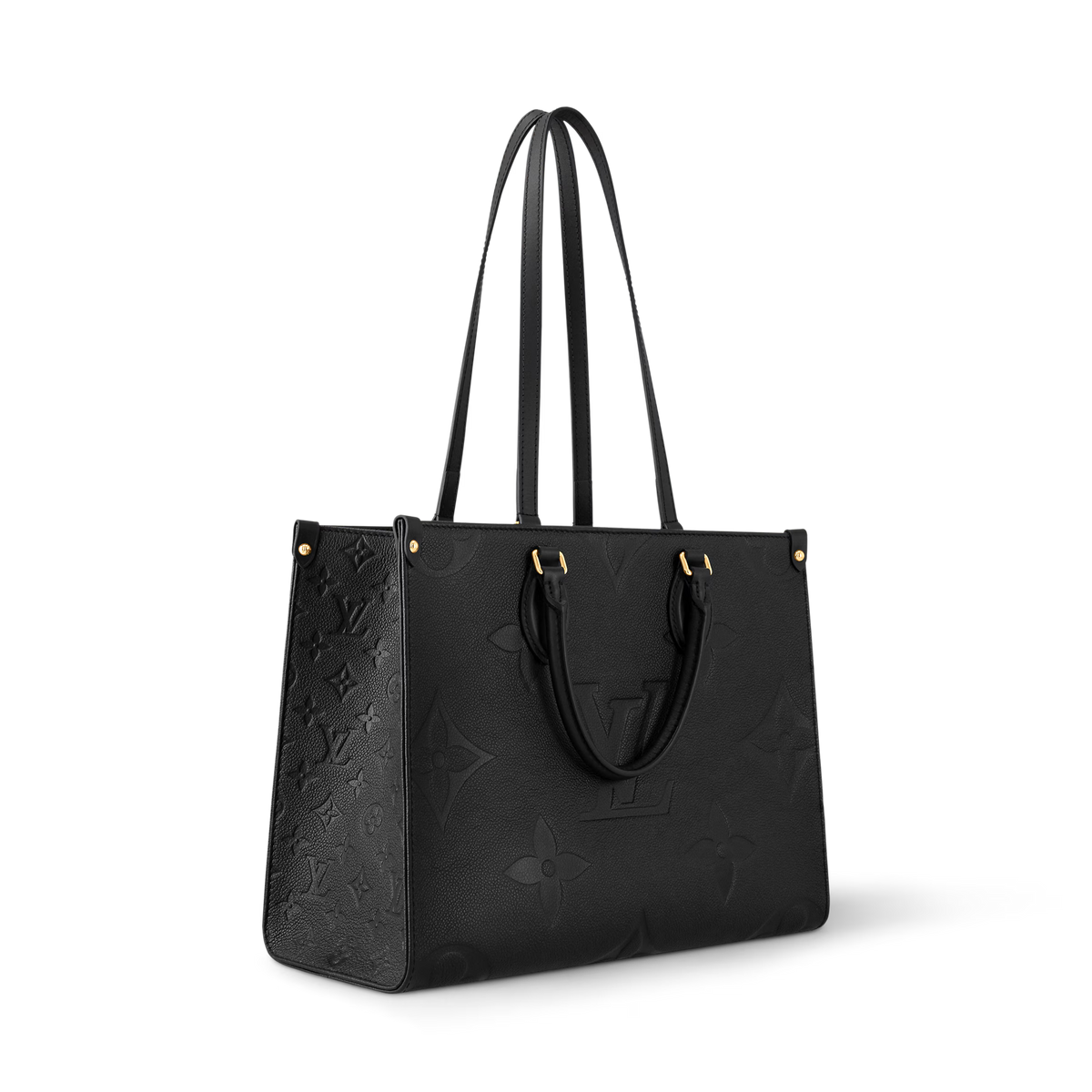 Textured Leather Tote Bag – Black